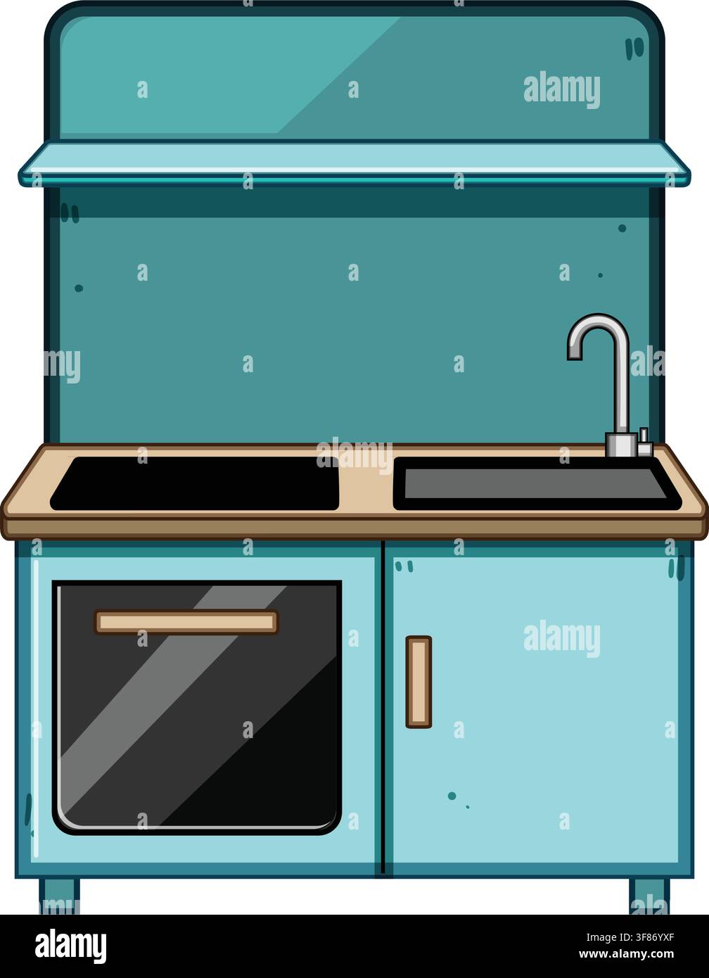 Children playing kitchen toy illustration for learning Stock Vector
