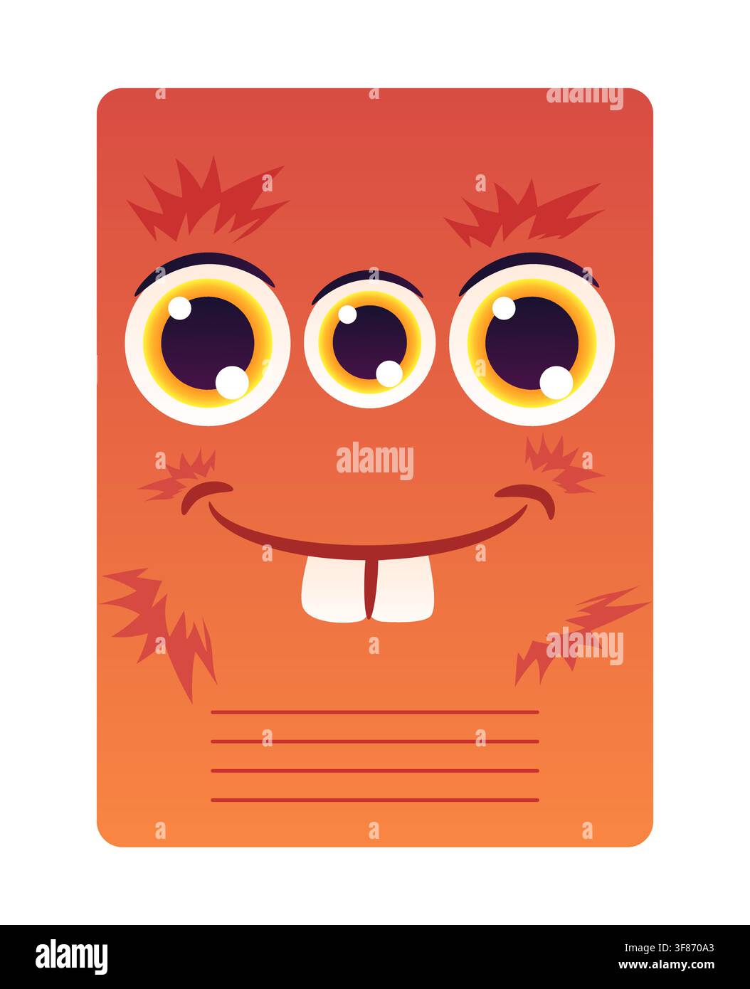 Cute Three-Eyed Monster Notebook Cover Stock Vector