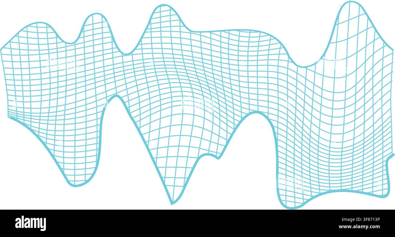 Blue waveform grid displaying abstract digital data visualization Stock Vector