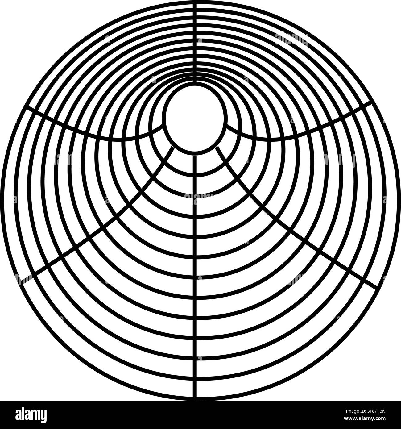 Abstract radial grid pattern creating optical illusion Stock Vector