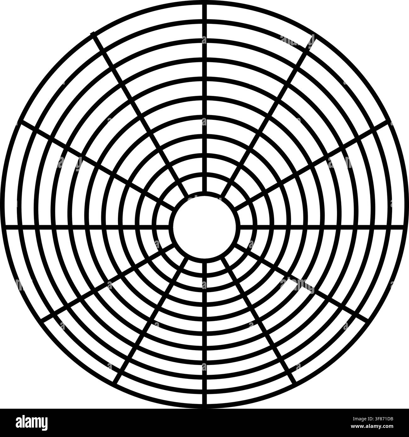 Radial grid pattern creating abstract tunnel illusion Stock Vector