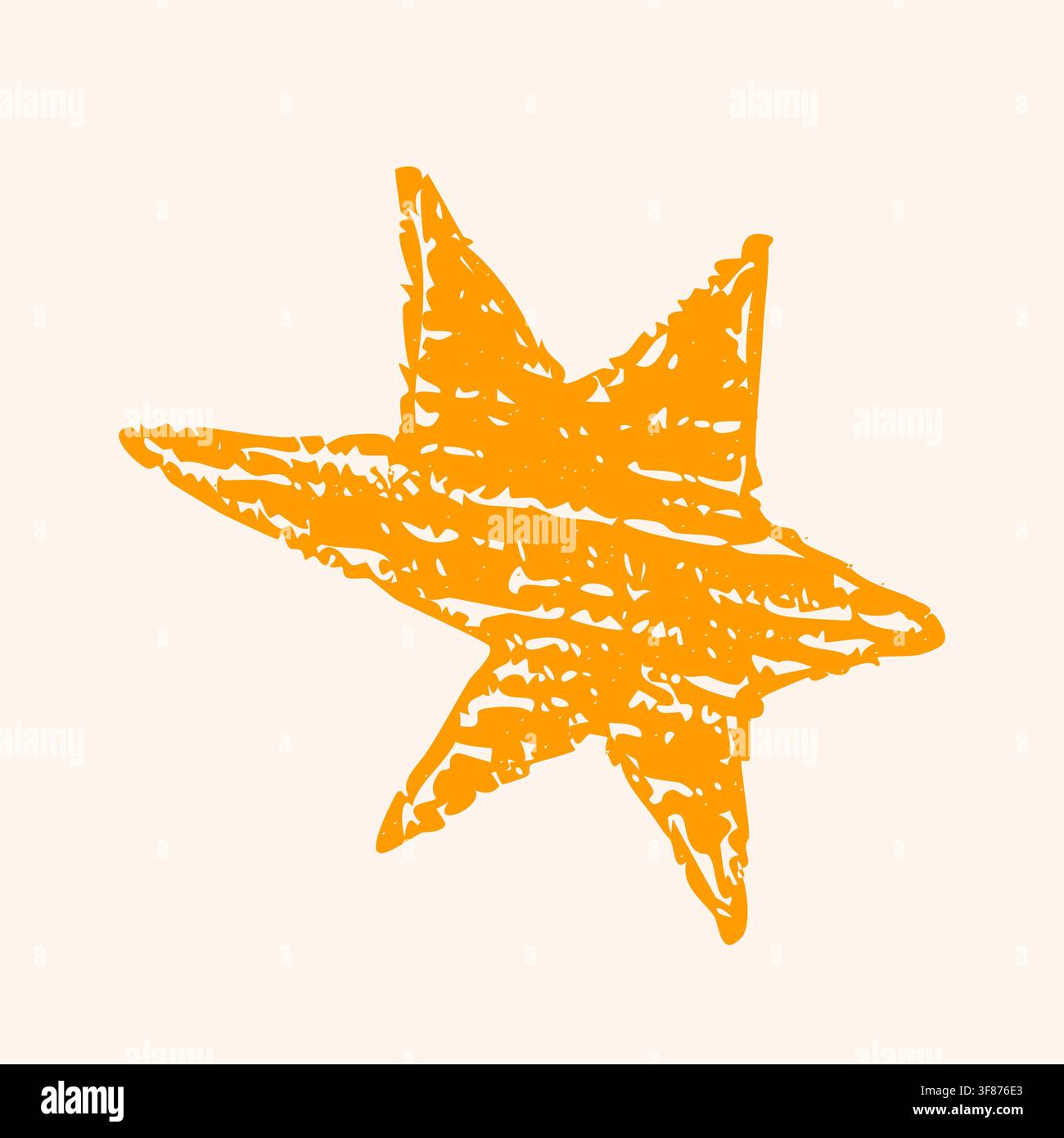 Simple yellow chalk star. Element for clients review. Stock Vector