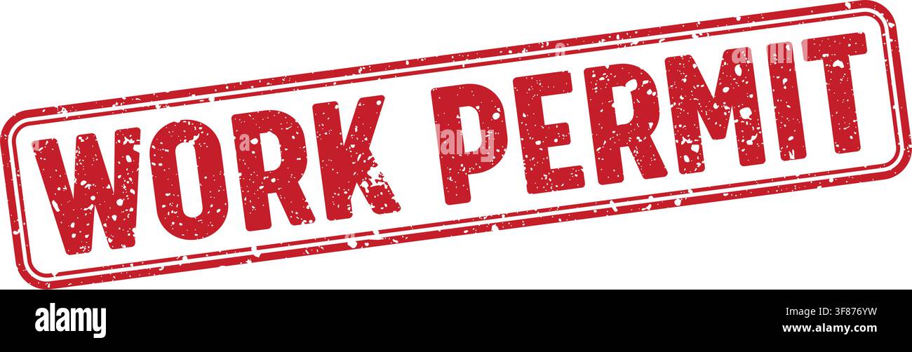 work permit stamp. work permit red grunge stamp with no background Stock Vector