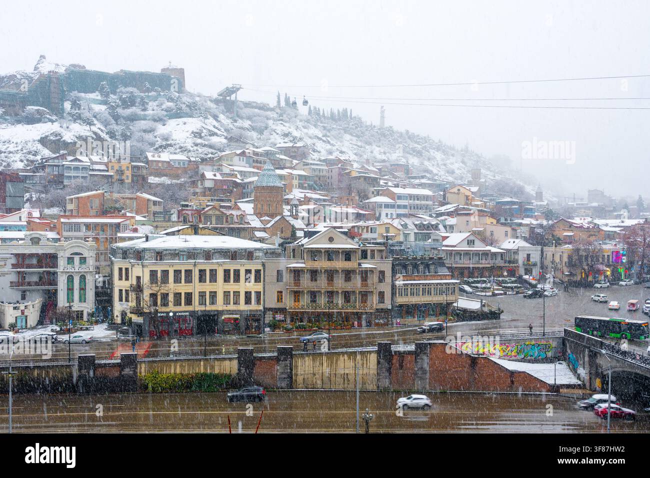 Tbilisi, Georgia - 19 January, 2026: A winter scene unfolds in the ...