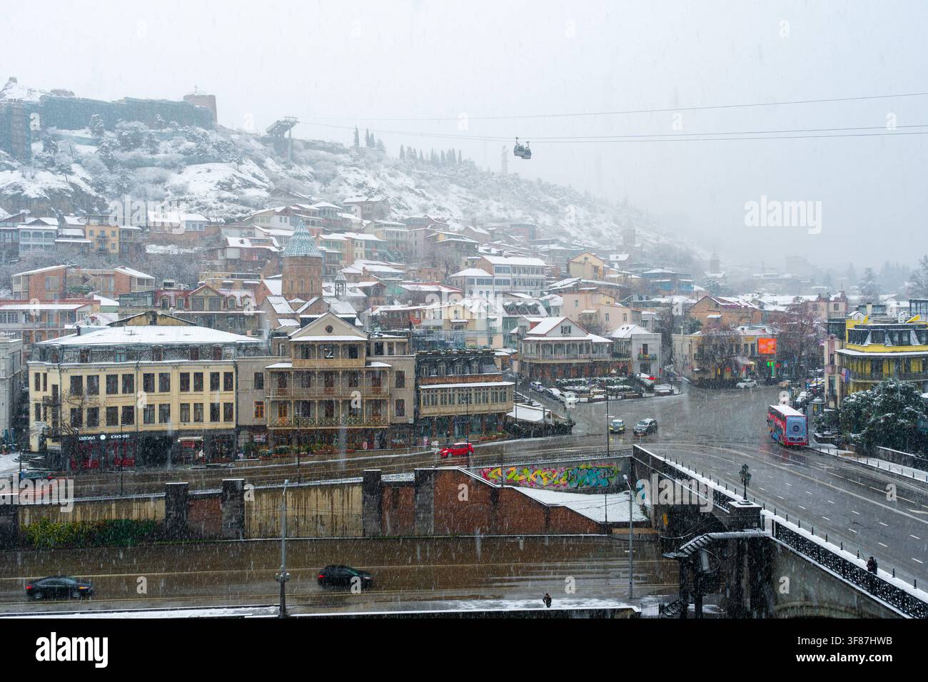 Tbilisi, Georgia - 19 January, 2026: A winter scene unfolds in the ...