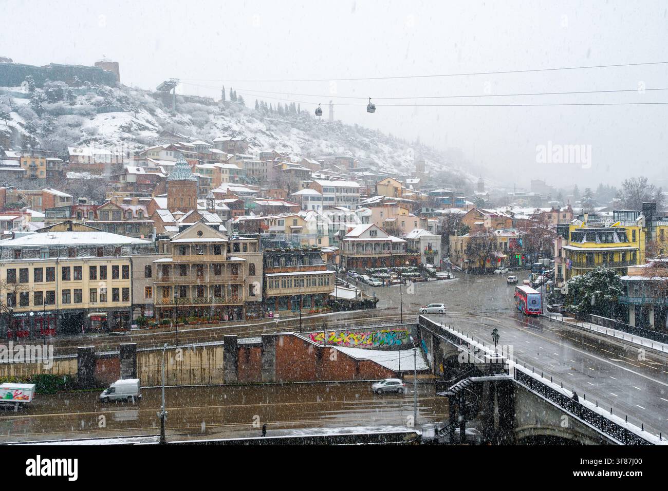 Tbilisi, Georgia - 19 January, 2026: A winter scene unfolds in the ...