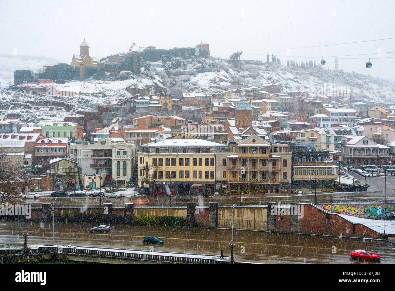 Tbilisi, Georgia - 19 January, 2026: A winter scene unfolds in the ...