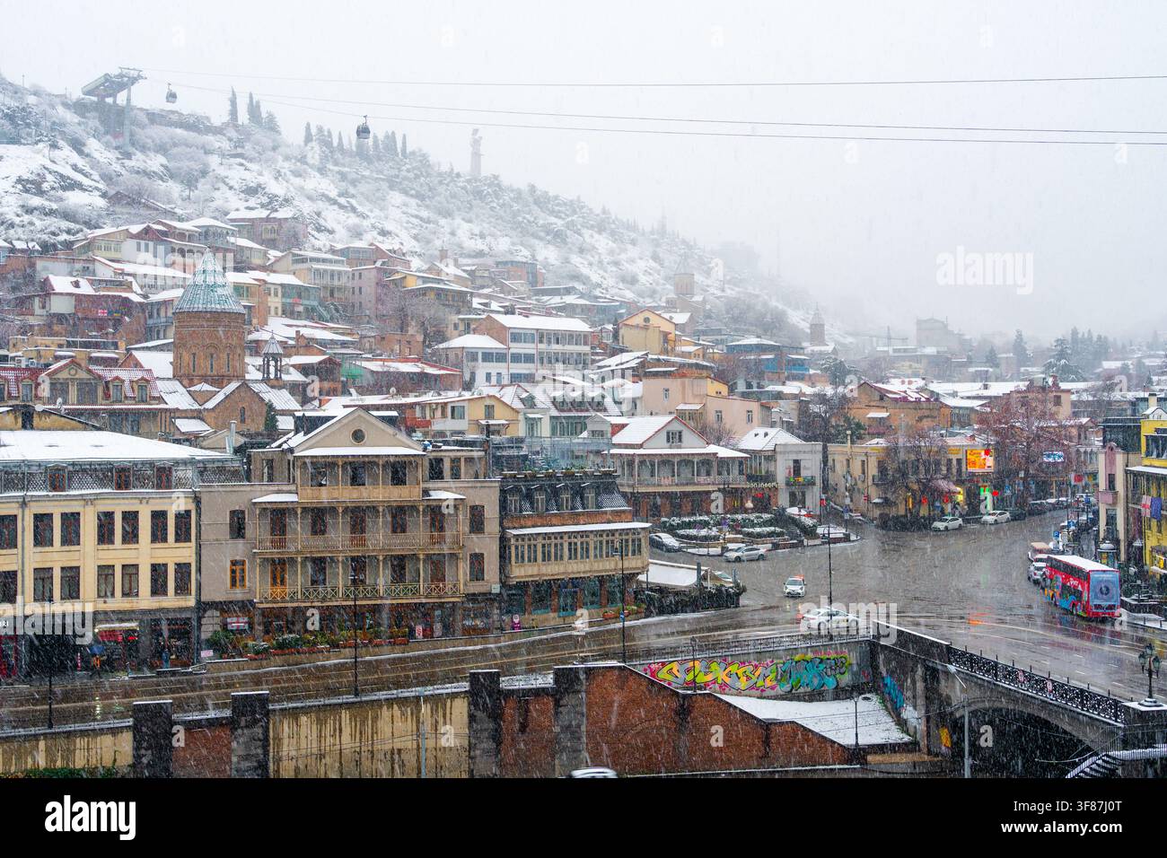 Tbilisi, Georgia - 19 January, 2026: A winter scene unfolds in the ...
