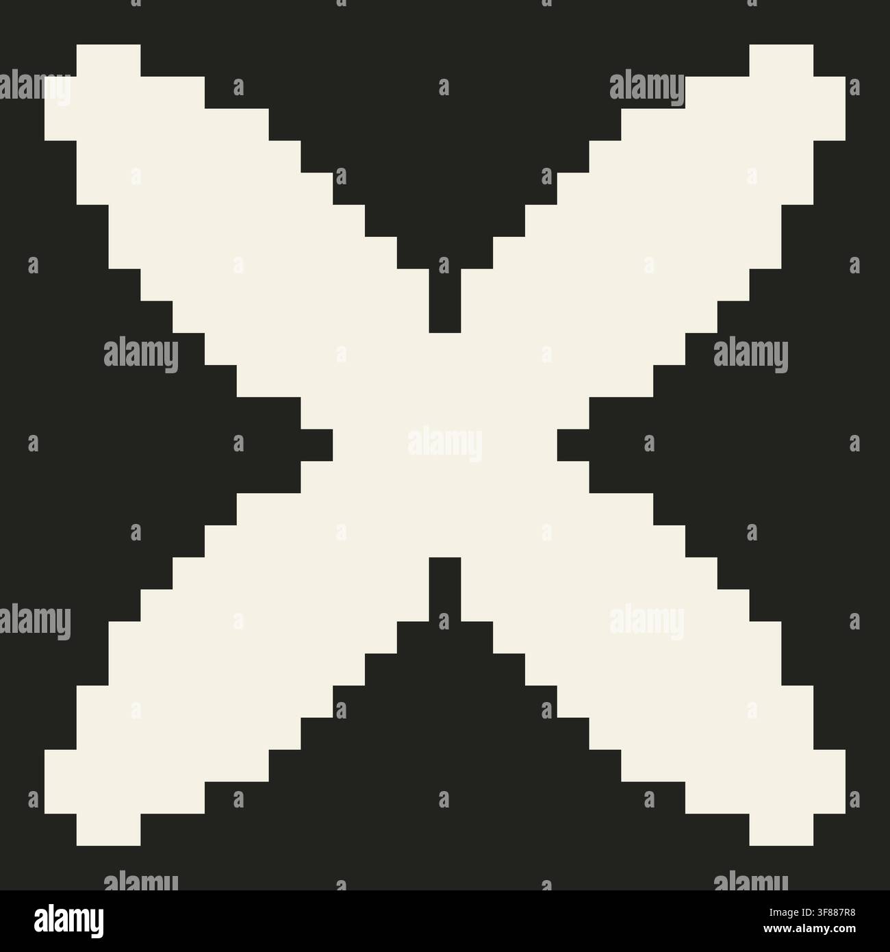 Vector retro pixel art geometric floral shape. Minimal 8-bit style frame and abstract design element isolated on background. Stock Vector
