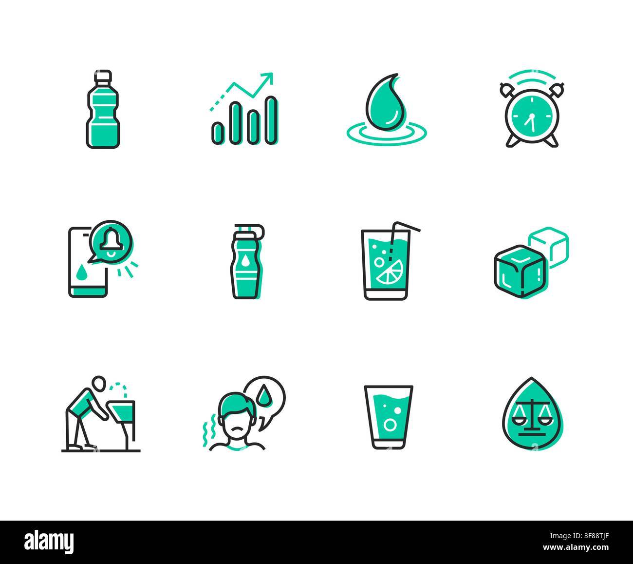 Hydration Tracker Icons Set Stock Vector