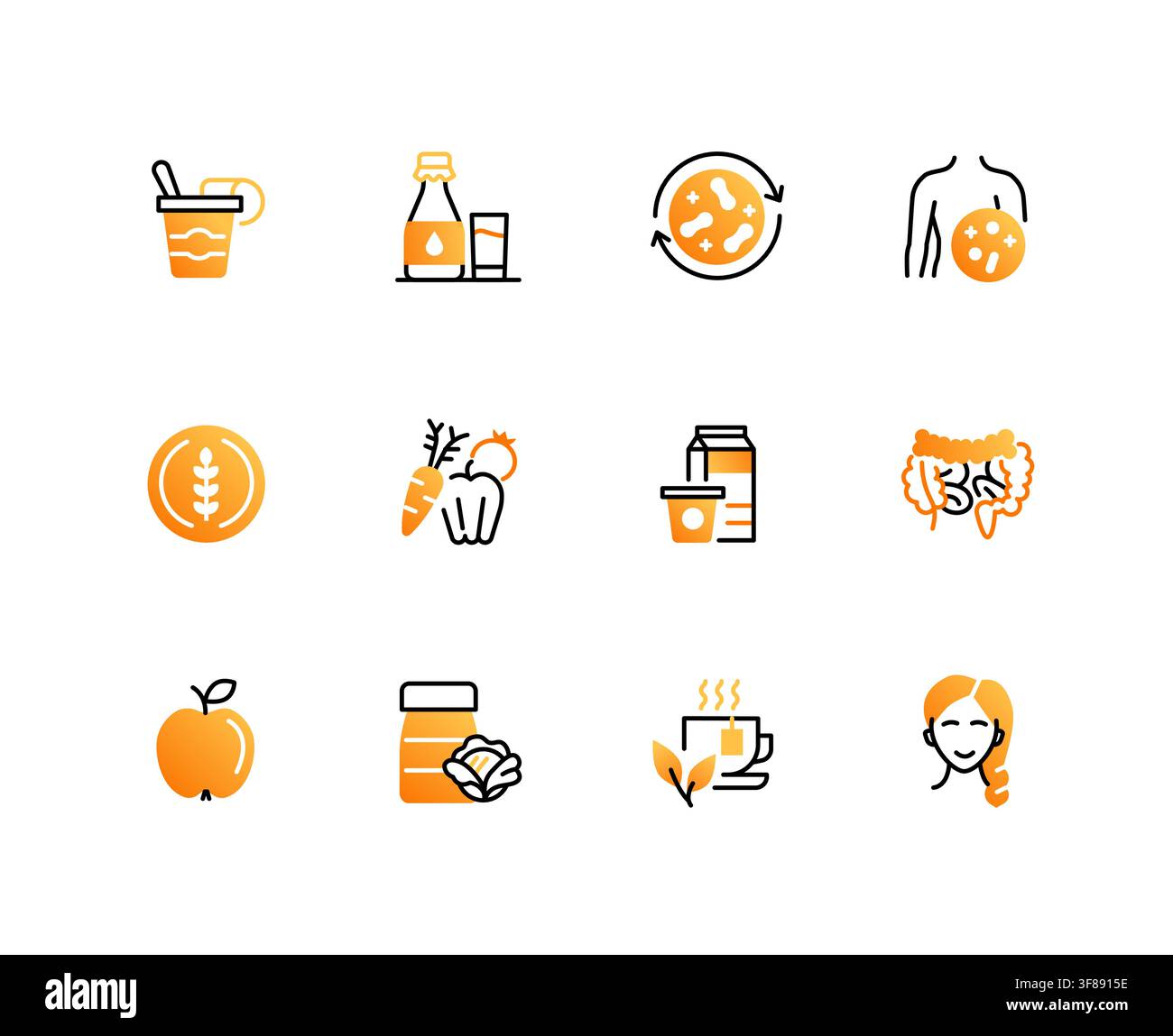 Healthy Eating Icons Set Stock Vector