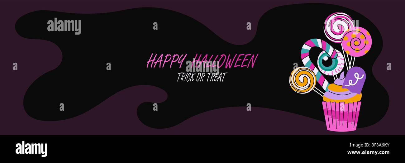 Happy Halloween background with sweets vector illustration Stock Vector