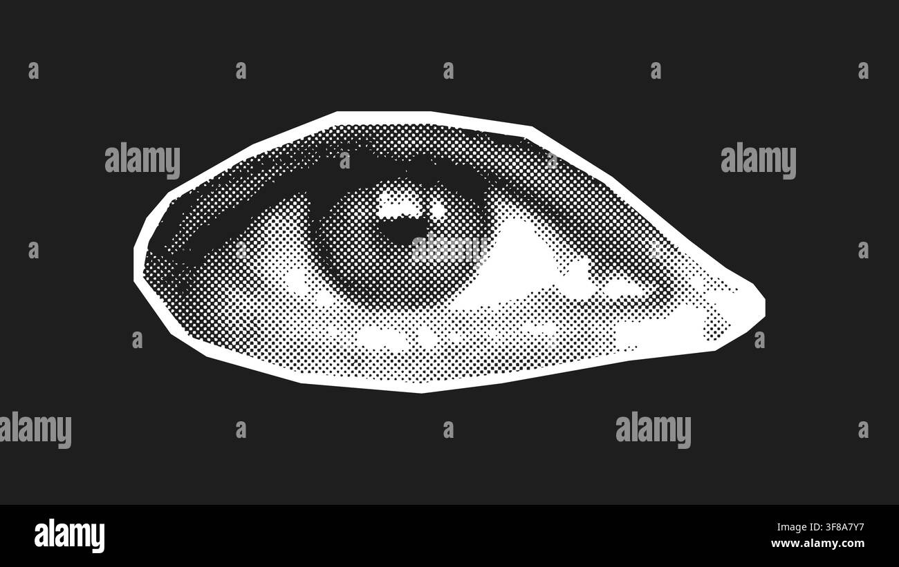 Halftone Eye Close Up Dark Background Illustration Stock Vector