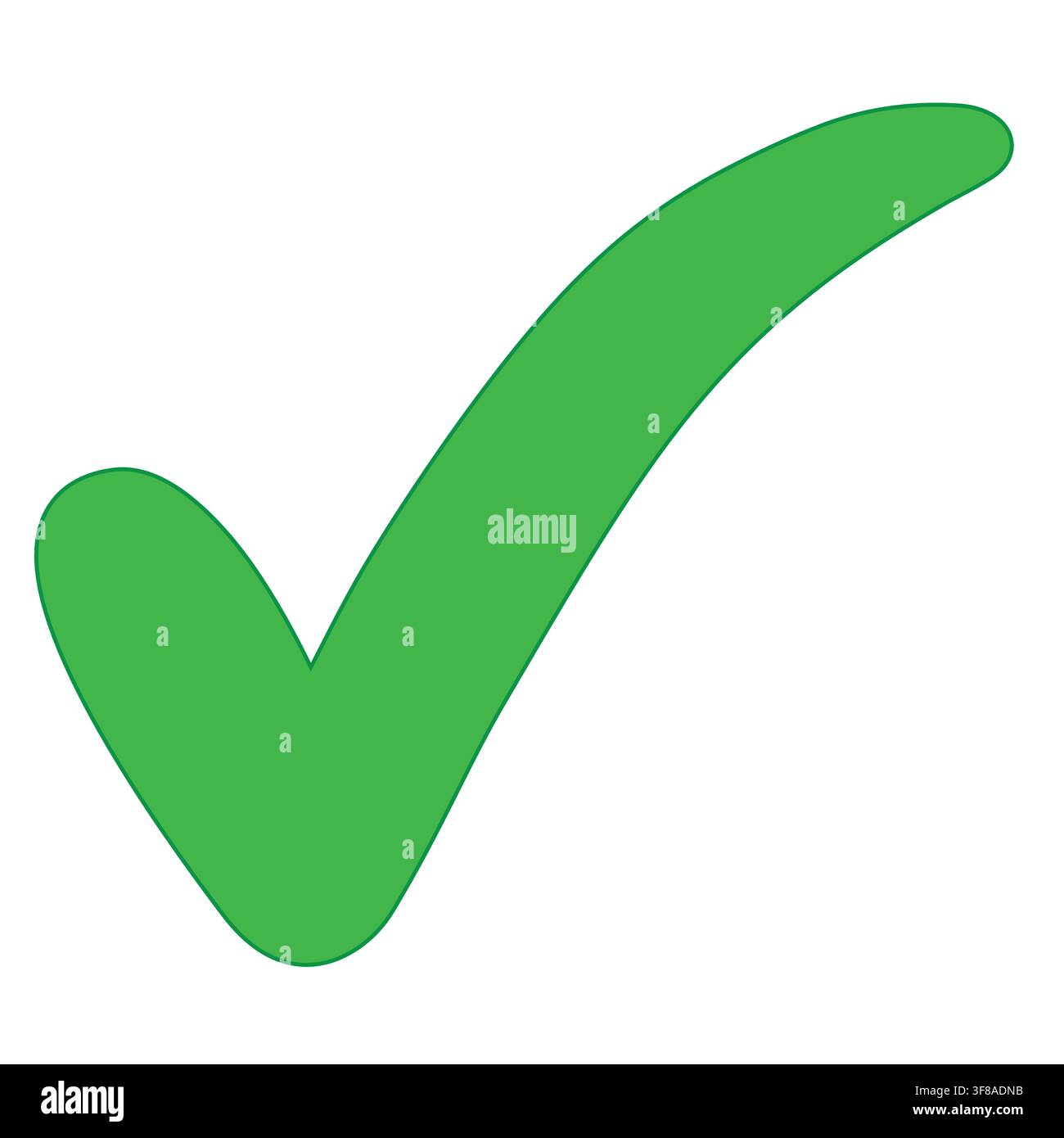 Large green check mark symbol indicating correctness approval validation success Stock Vector