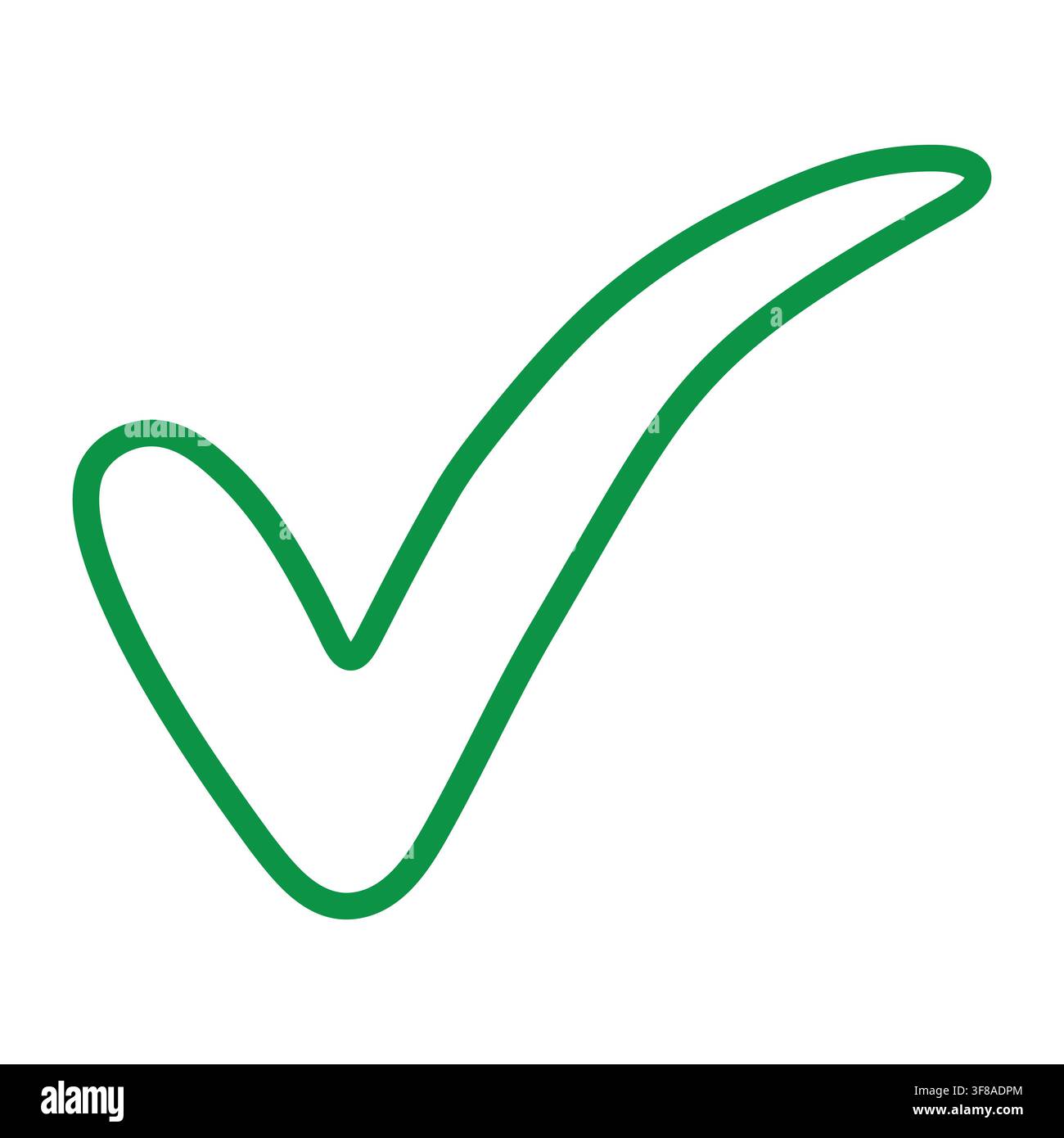 Large green check mark icon indicating correctness approval completion task Stock Vector