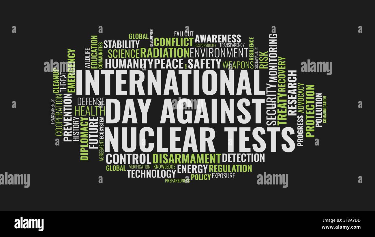 International Day Against Nuclear Tests Word Cloud Typography Graphic Stock Vector