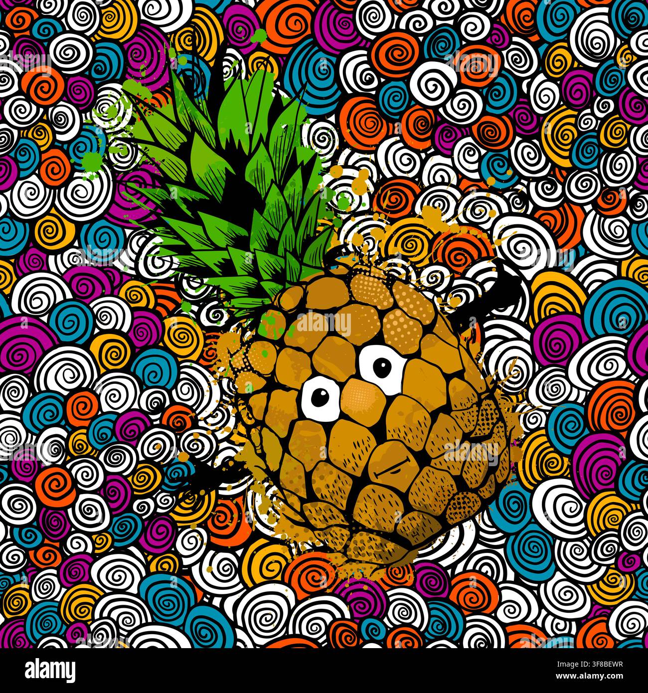 abstraction with pineapple Vector illustration Stock Vector