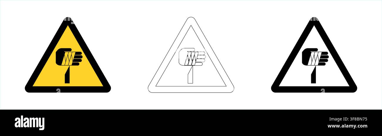 Warning hand entanglement hazard in vector format Stock Vector