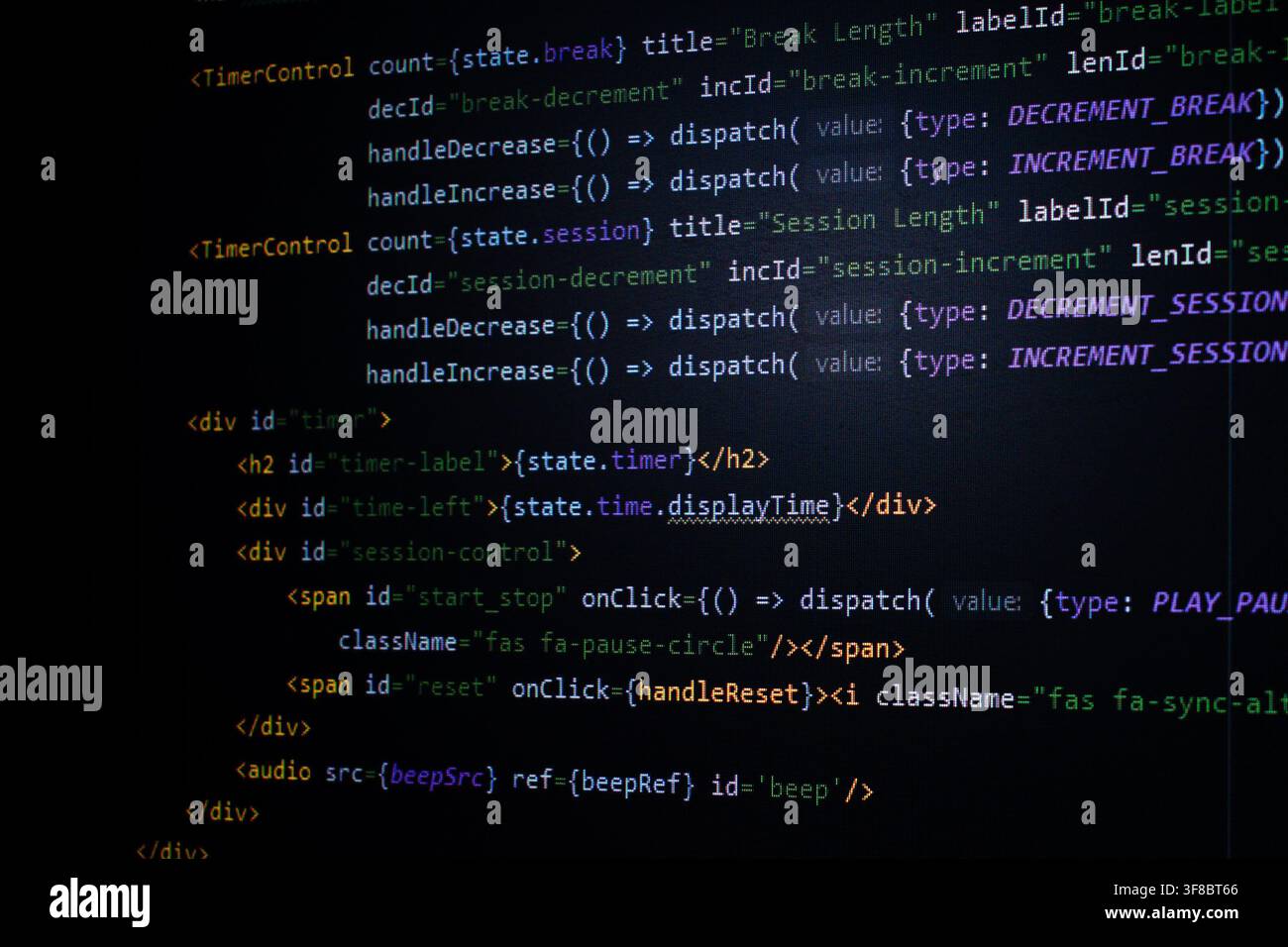 Close-up of programming code displayed on a computer screen Stock Photo