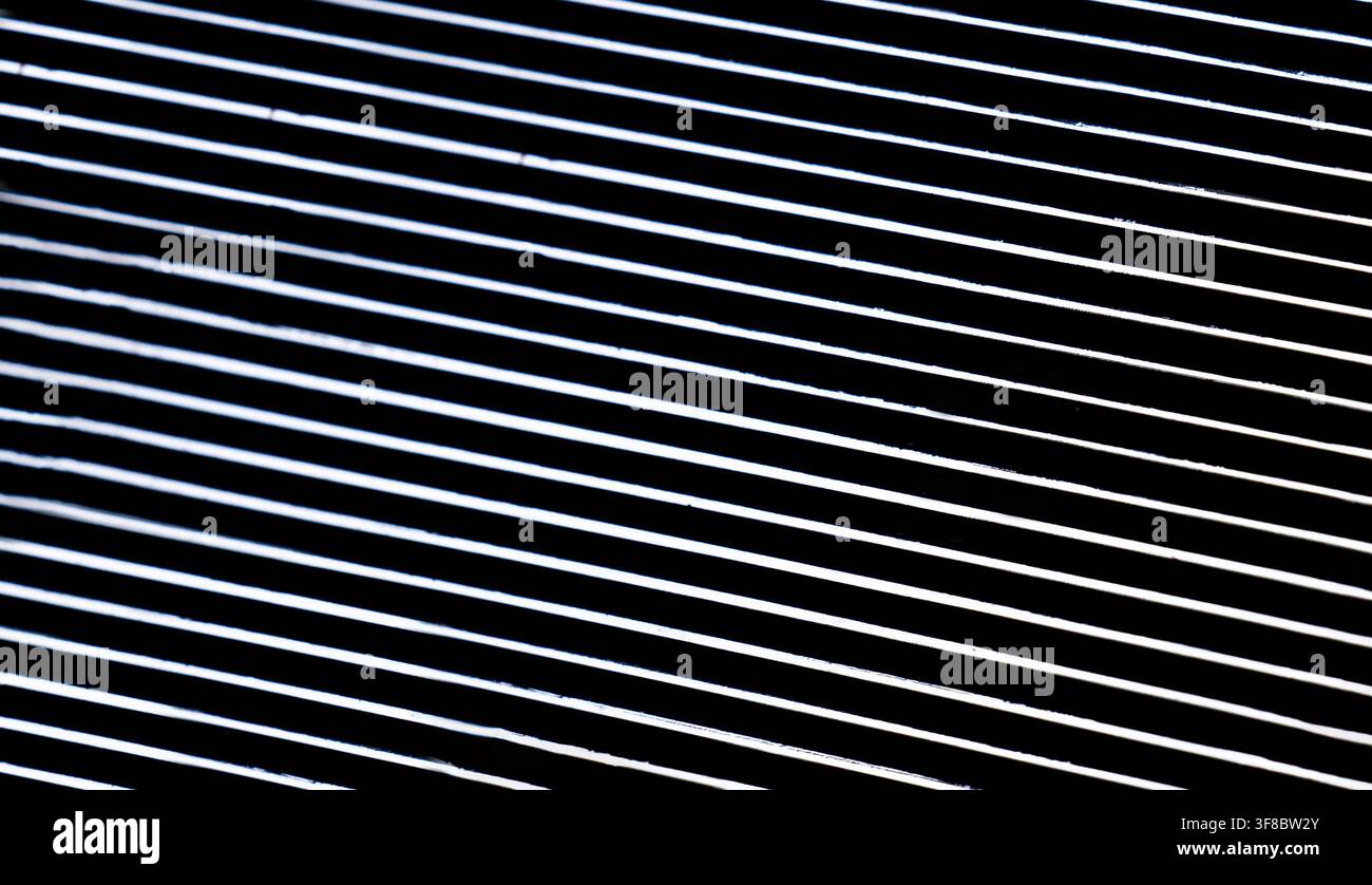 Black Parallel Grille Lines Texture Background, suitable for technology background, speaker texture, abstract pattern, industrial surface Stock Photo
