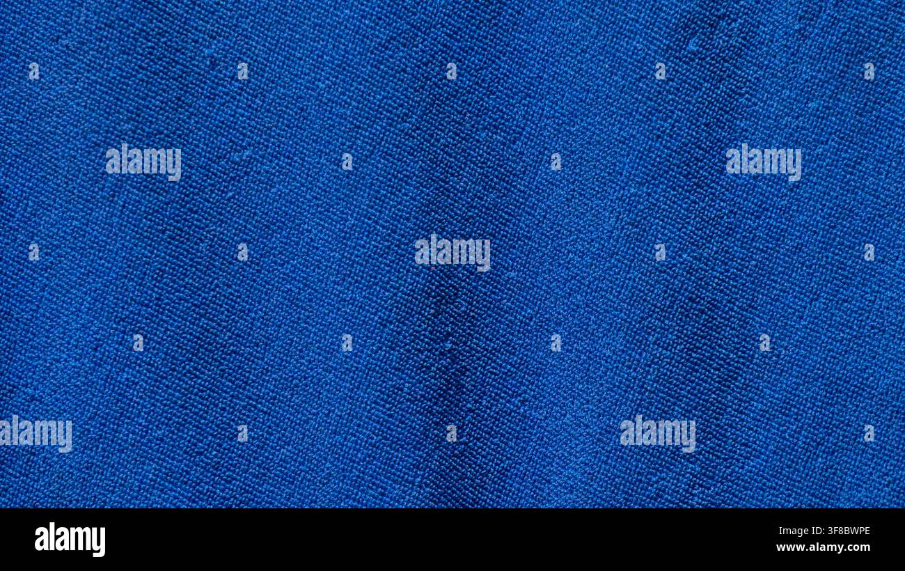 Blue Woven Fabric Texture Background Close Up Stock Photo