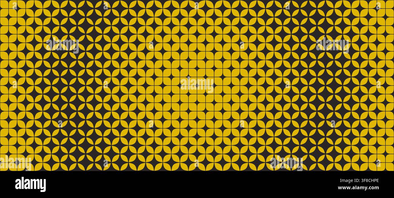 Sparkle grid radial gradient pattern. Yellow mustard geometric star gradation background. Abstract repeating mosaic pattern wallpaper. Repeated retro lattice wireframe backdrop. Vector texture pattern Stock Vector