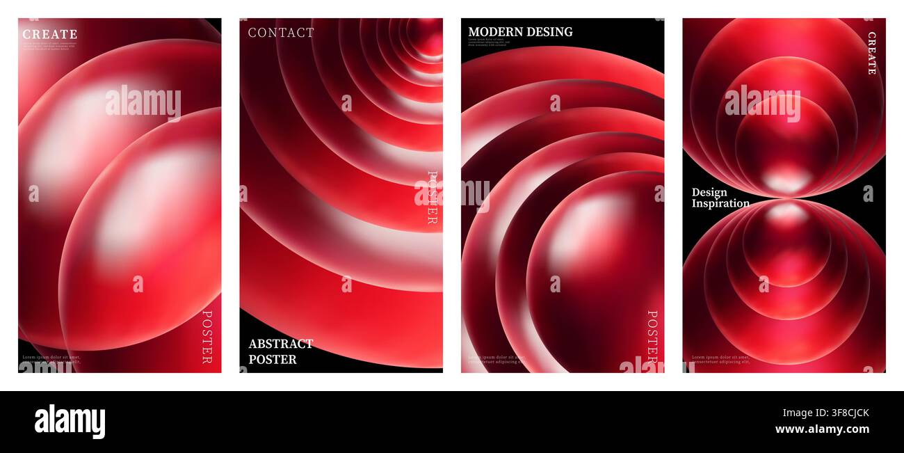 Red abstract swirling poster design with gradient background Stock Vector