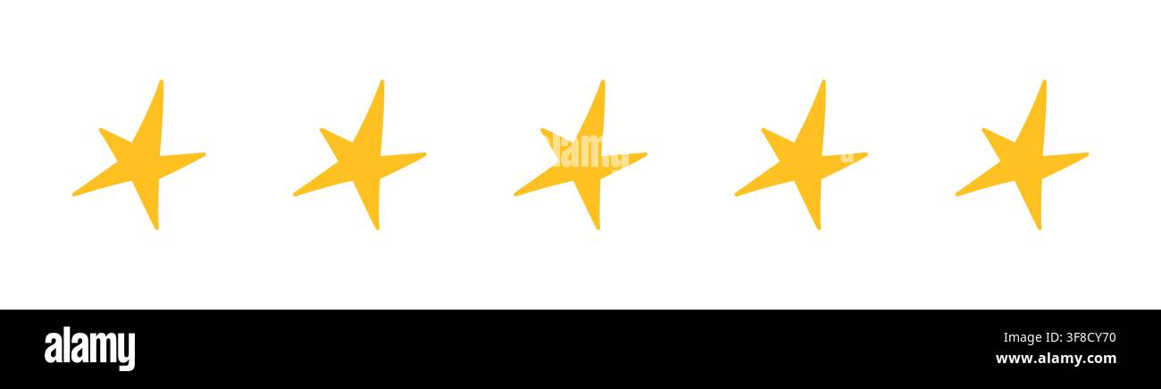 Yellow simple color elements. Five star rating set of elements. Stock Vector