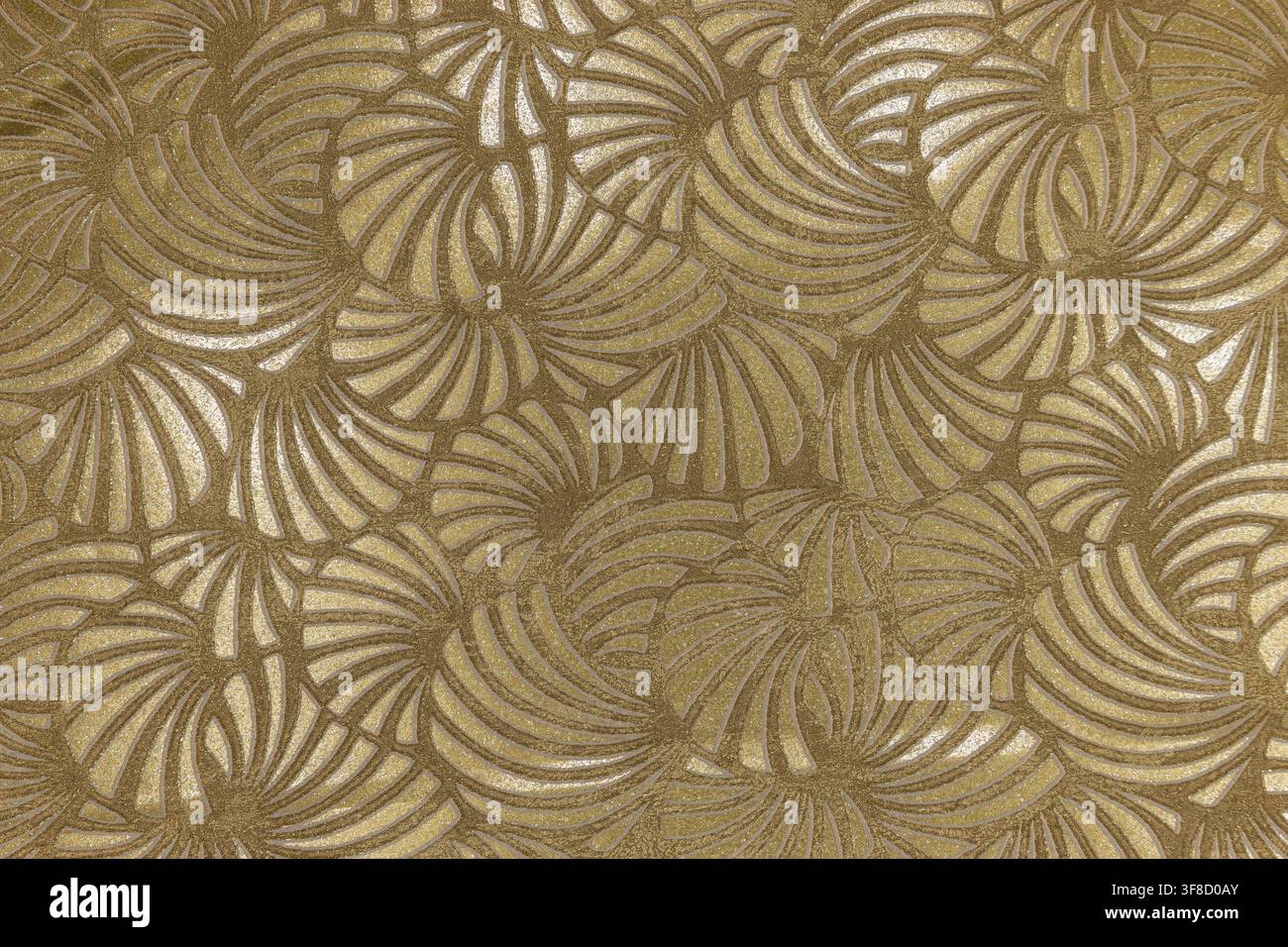 Golden art deco fan pattern wallcovering texture Stock Photo