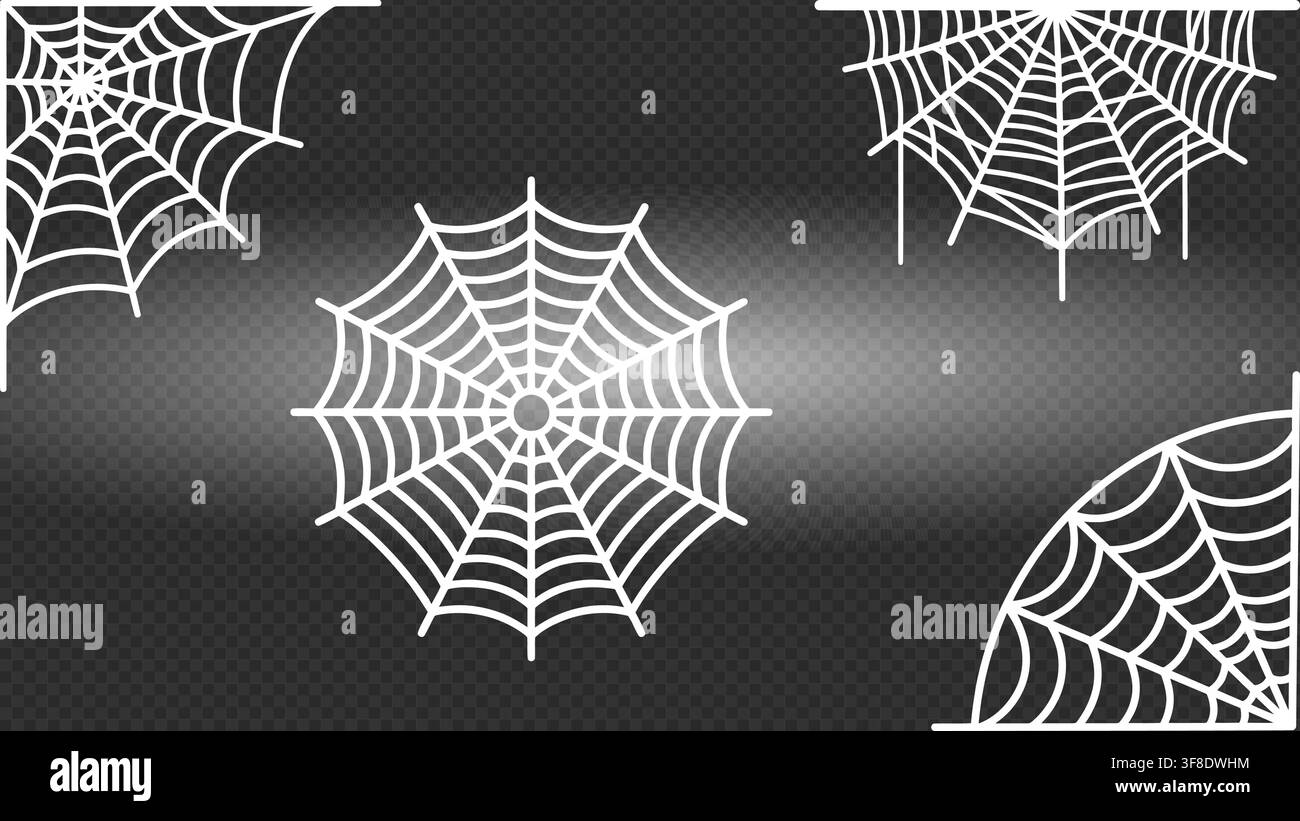 Elegant spider web patterns on dark gradient background Stock Vector