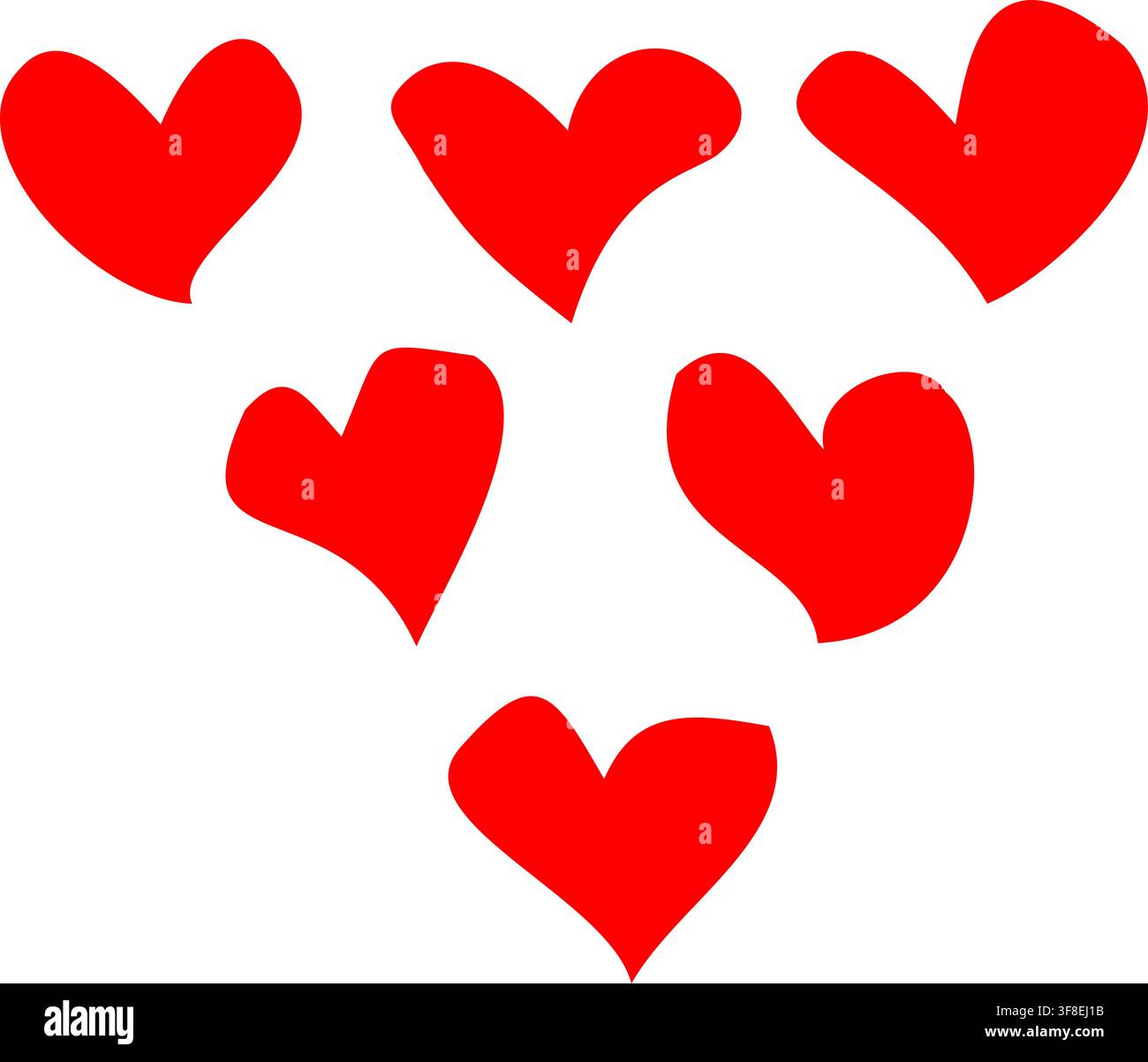 Red Heart Vector Set for Valentine Cards, Wedding Invitations, Stickers and Merchandise Stock Vector