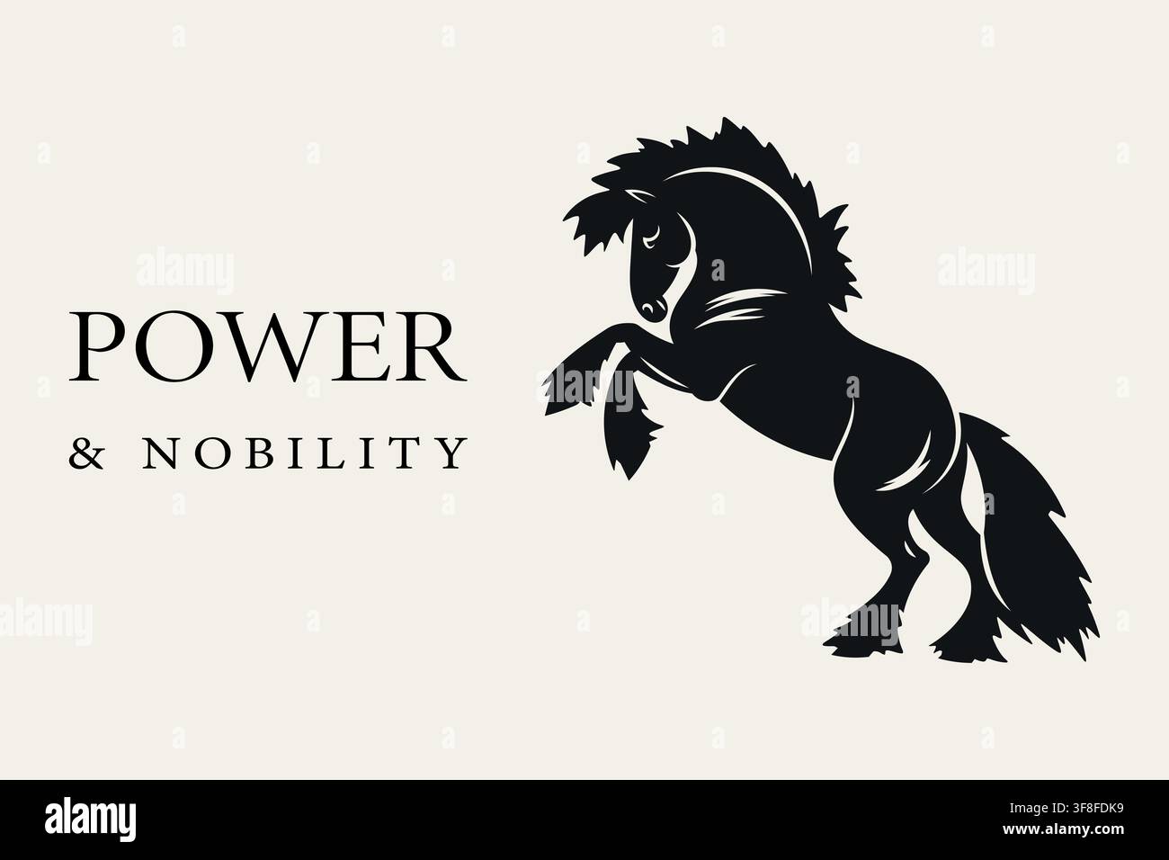 Rearing draft horse with elegant typography Stock Vector