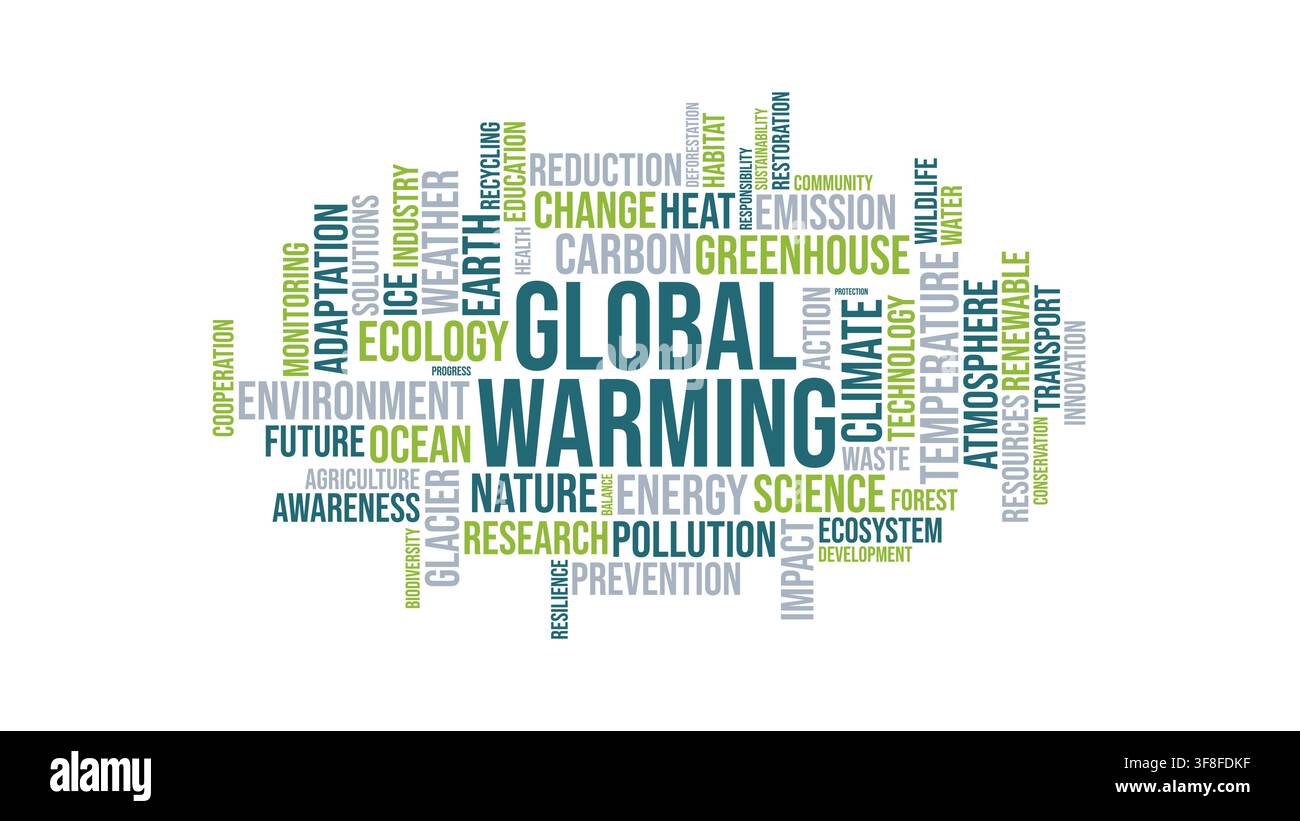 Global warming and climate change word cloud vector concept design Stock Vector