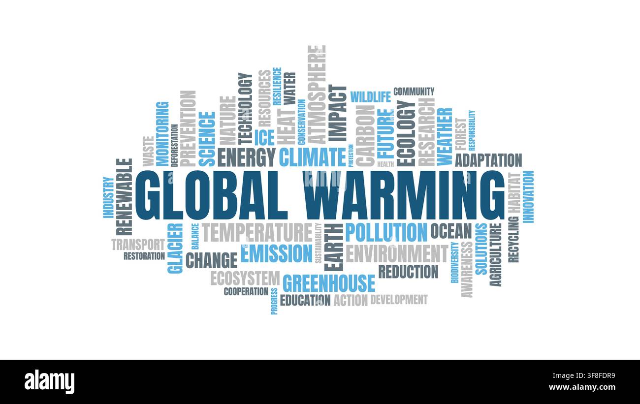 Global warming word cloud vector typography design on white background Stock Vector