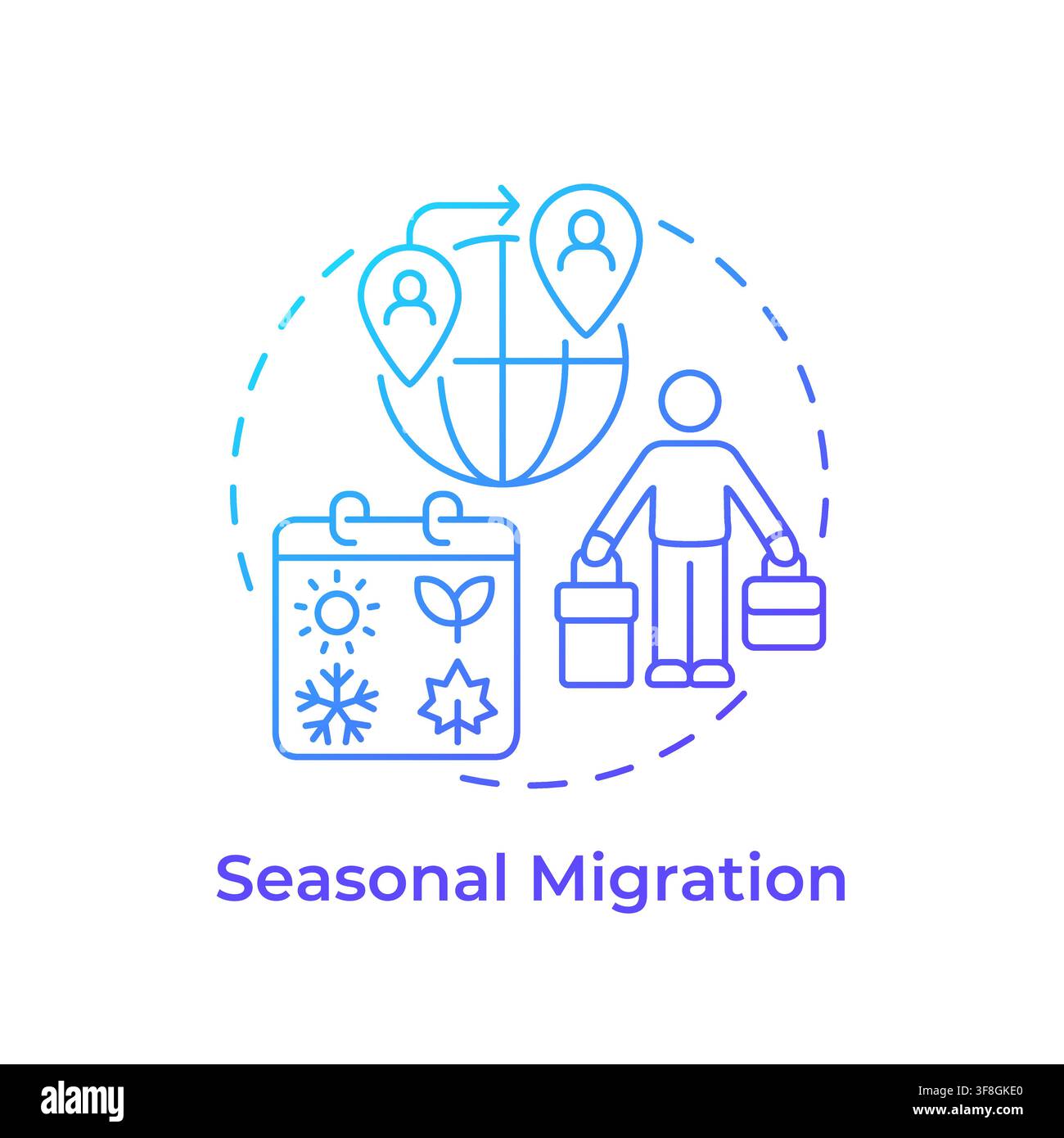 Seasonal migration blue gradient concept icon Stock Vector