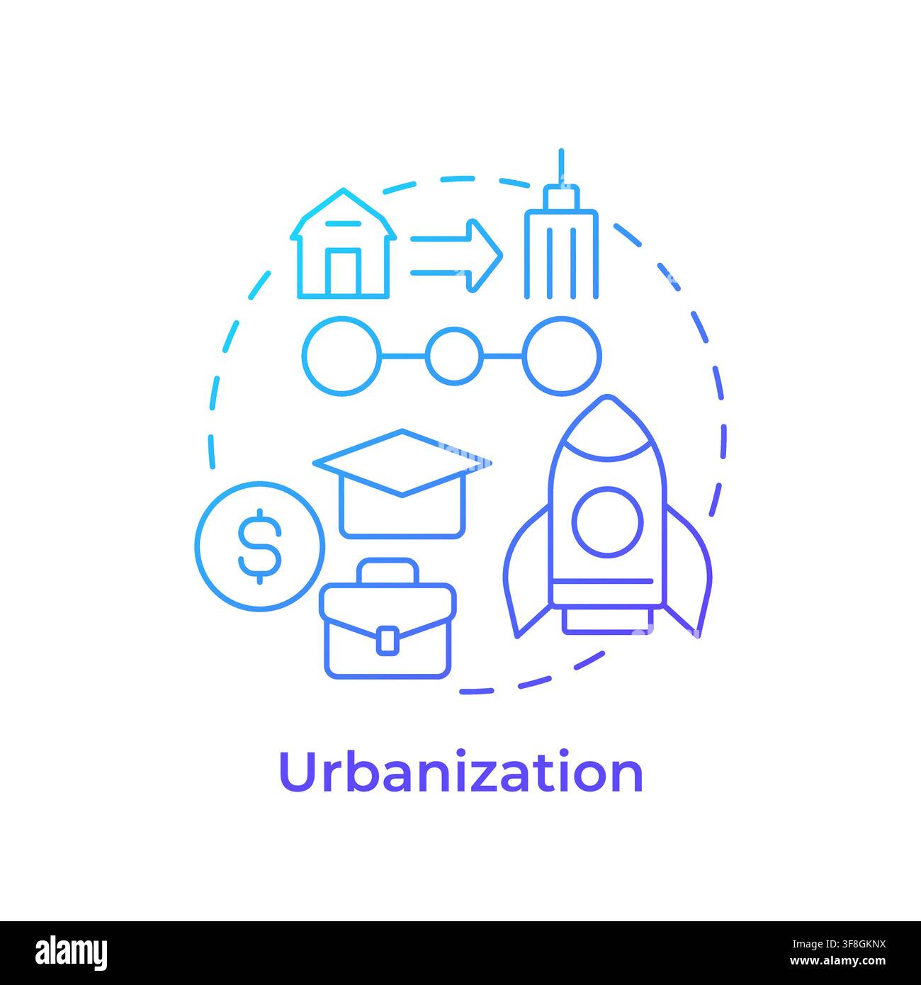 Urbanization blue gradient concept icon Stock Vector