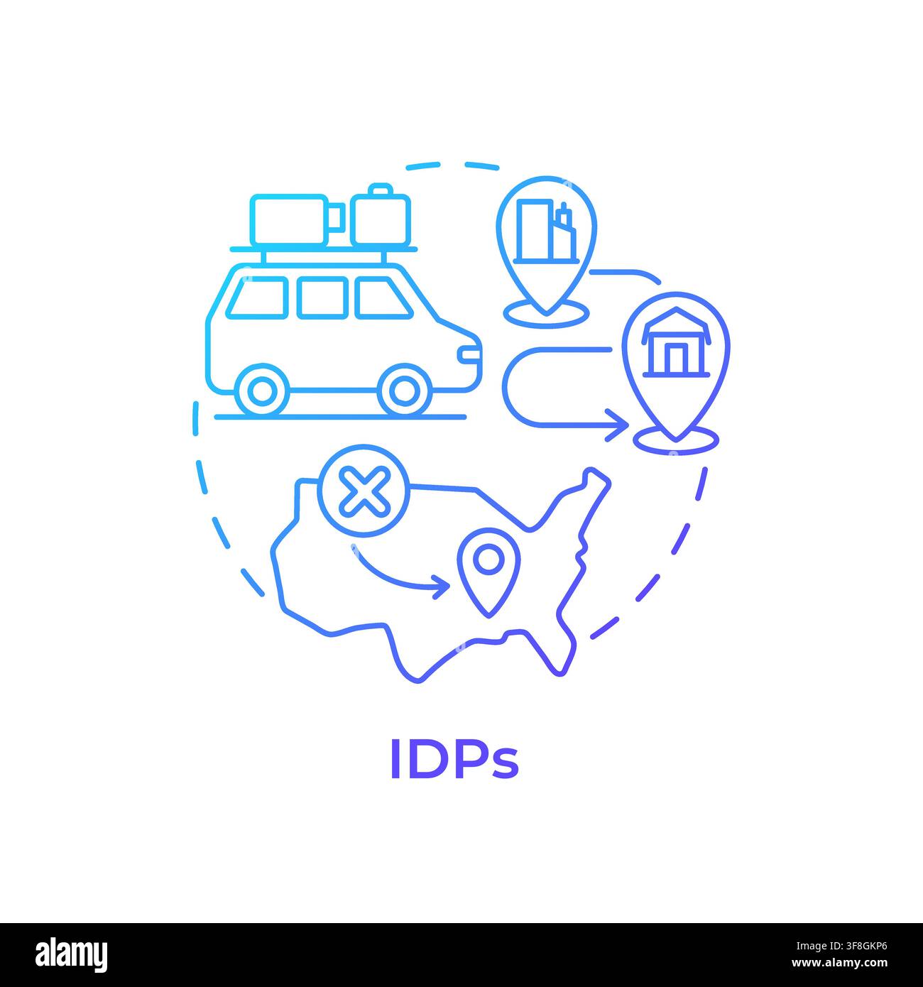 IDPs blue gradient concept icon Stock Vector