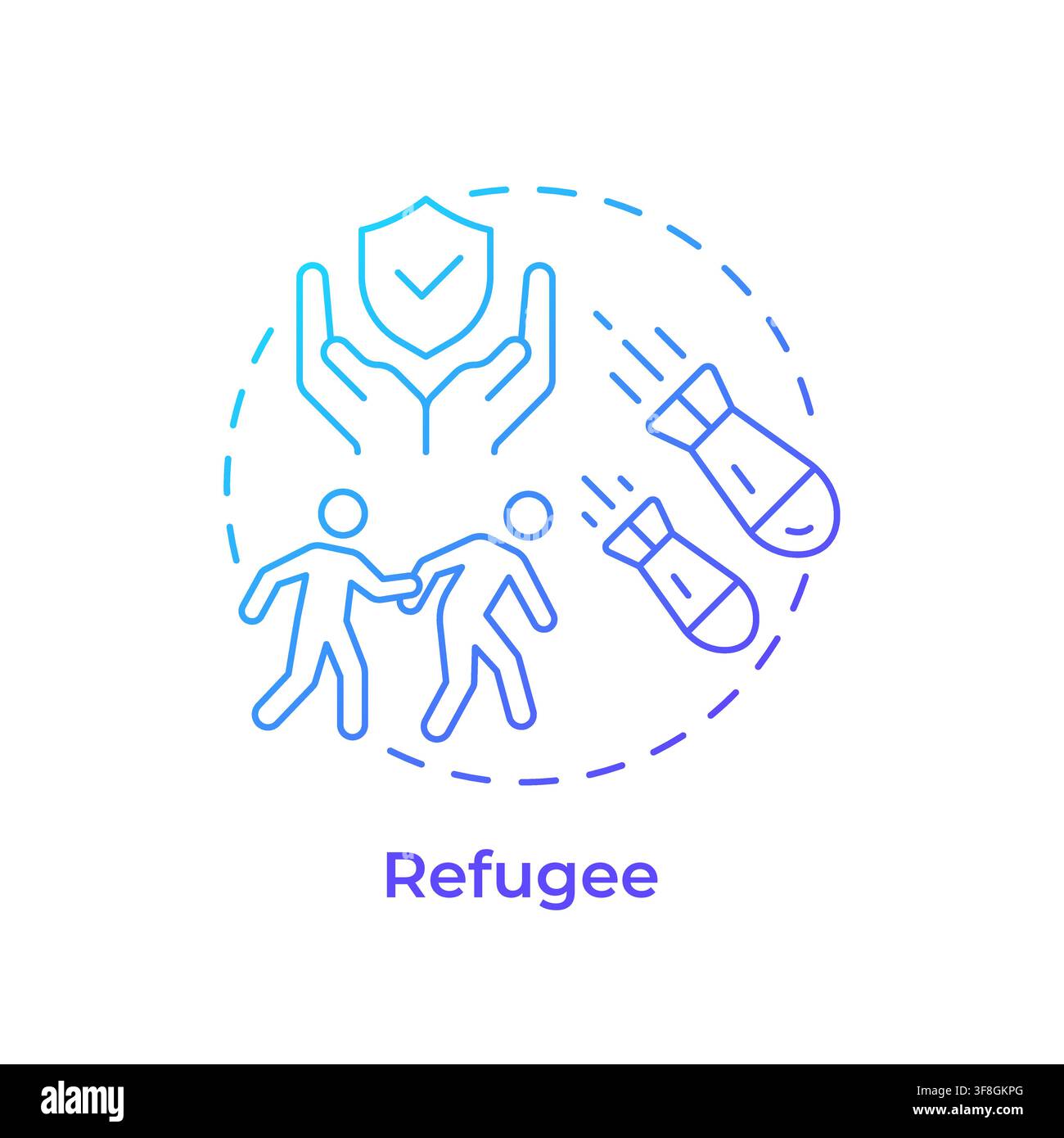 Refugee blue gradient concept icon Stock Vector