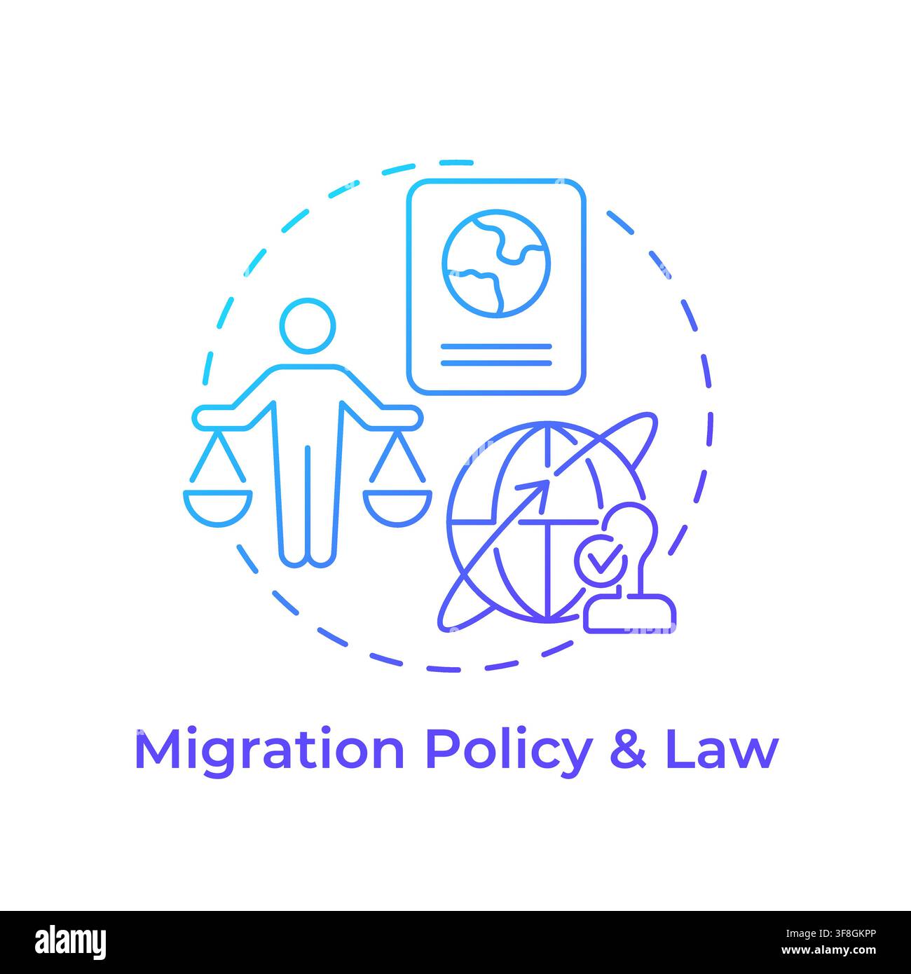 Migration policy and law blue gradient concept icon Stock Vector