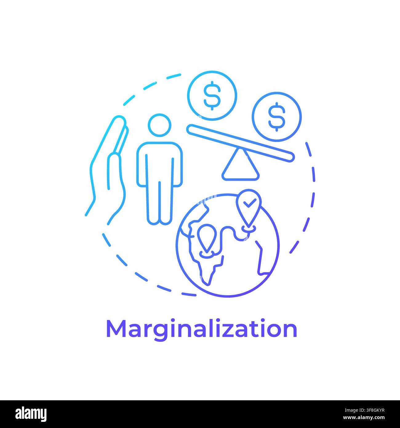 Marginalization blue gradient concept icon Stock Vector