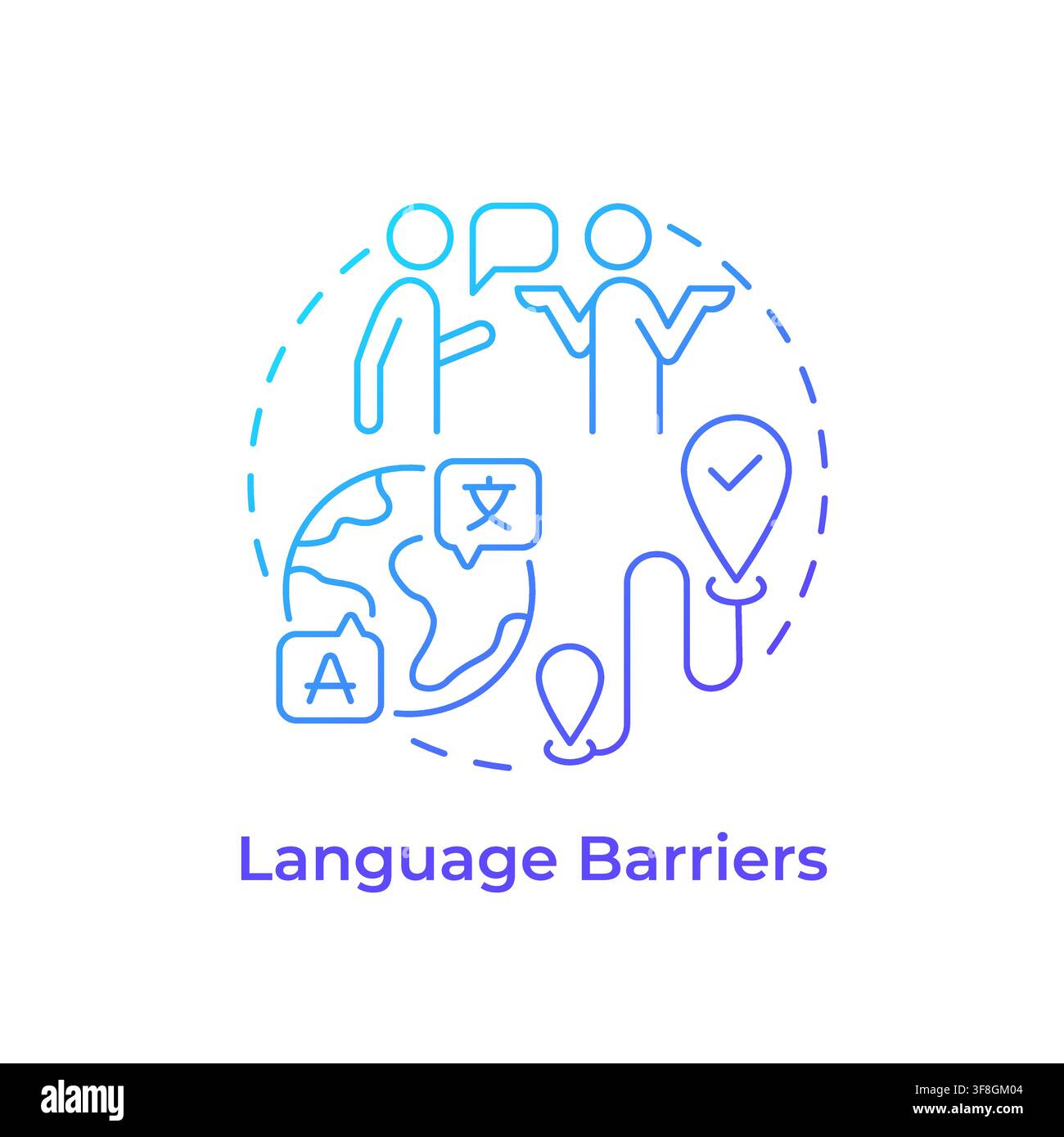 Language barriers blue gradient concept icon Stock Vector