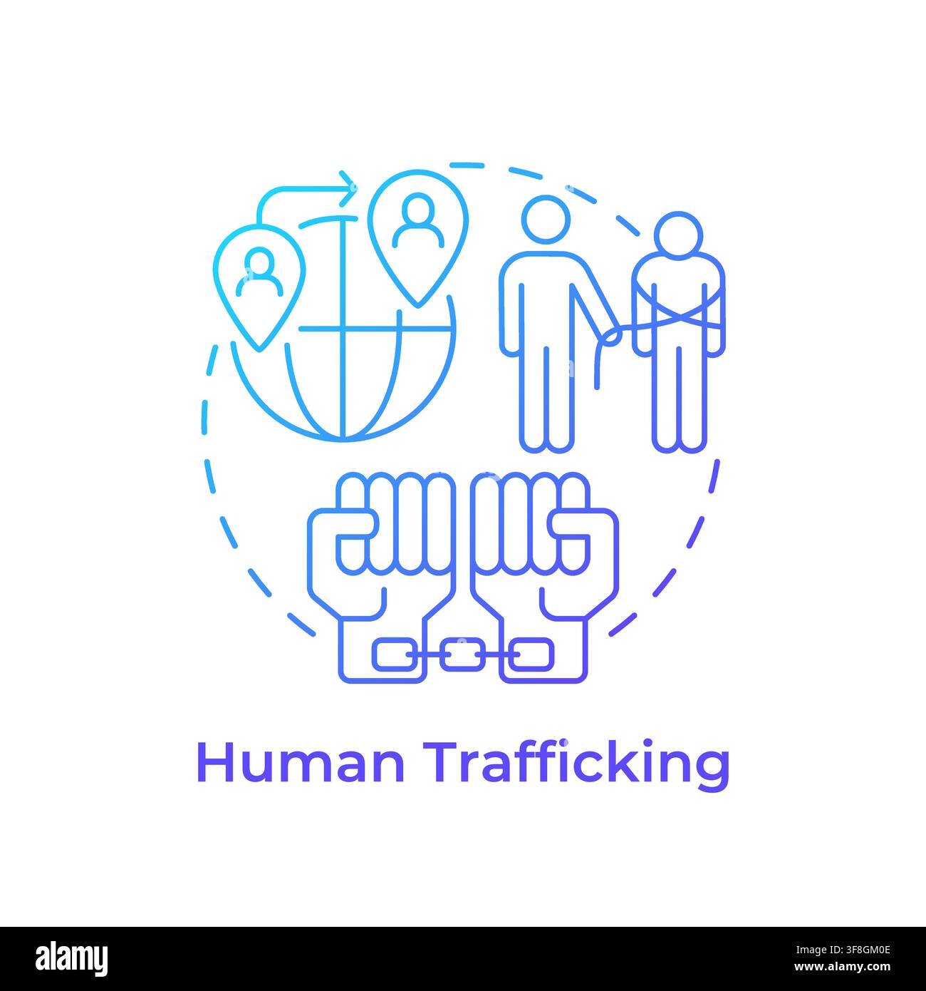 Human trafficking blue gradient concept icon Stock Vector