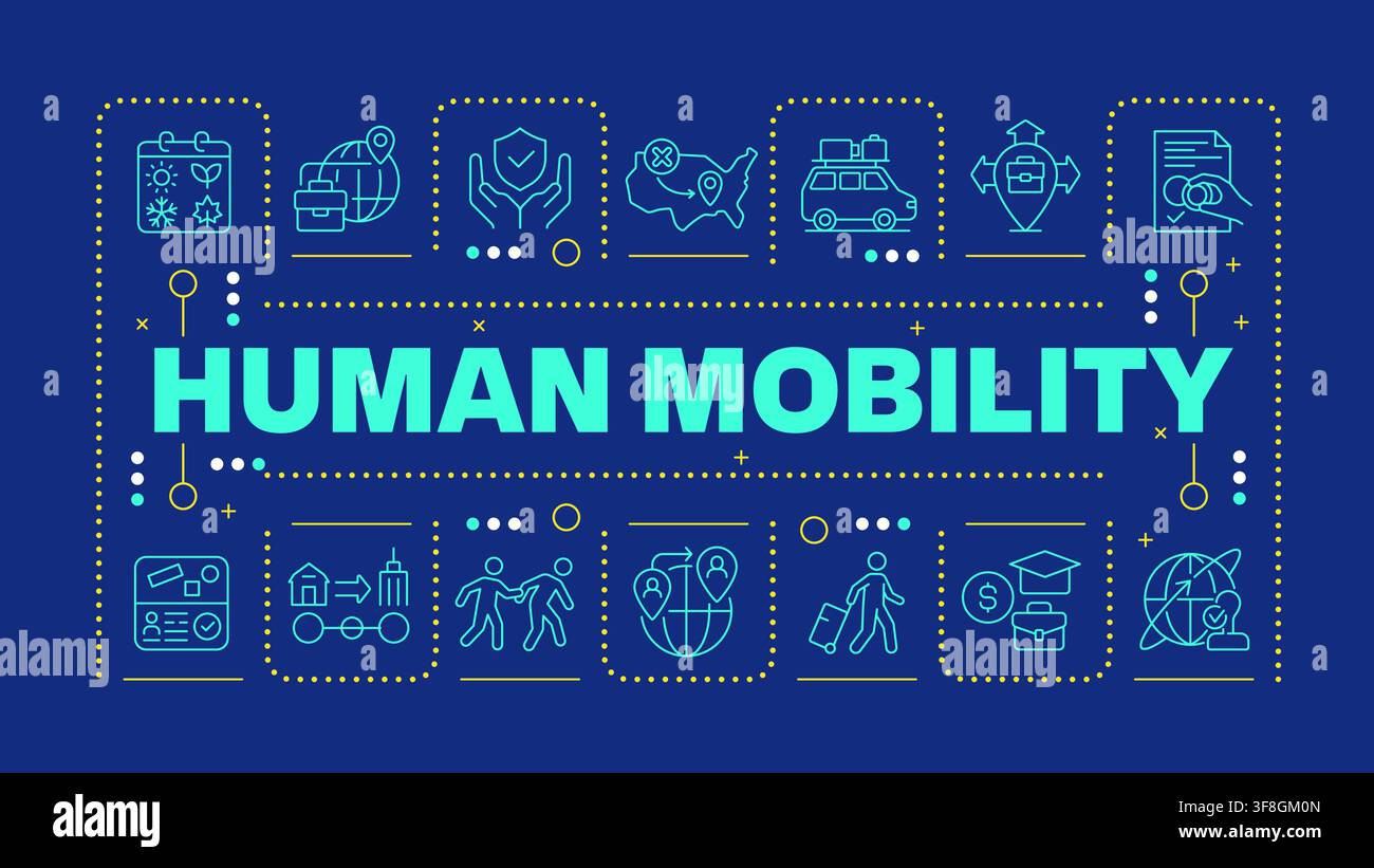 Human mobility blue word concept Stock Vector