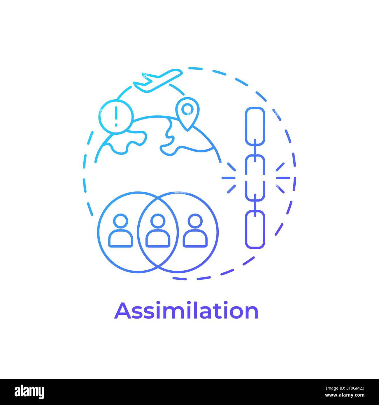Assimilation blue gradient concept icon Stock Vector