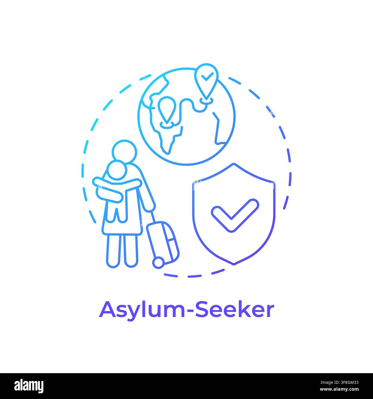 Asylum seeker blue gradient concept icon Stock Vector