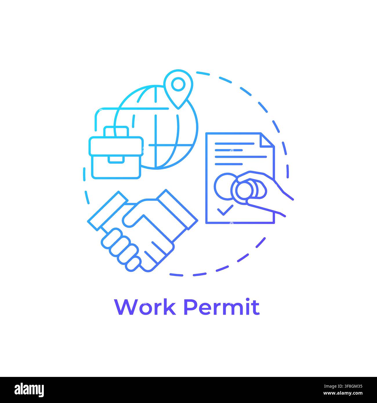 Work permit blue gradient concept icon Stock Vector