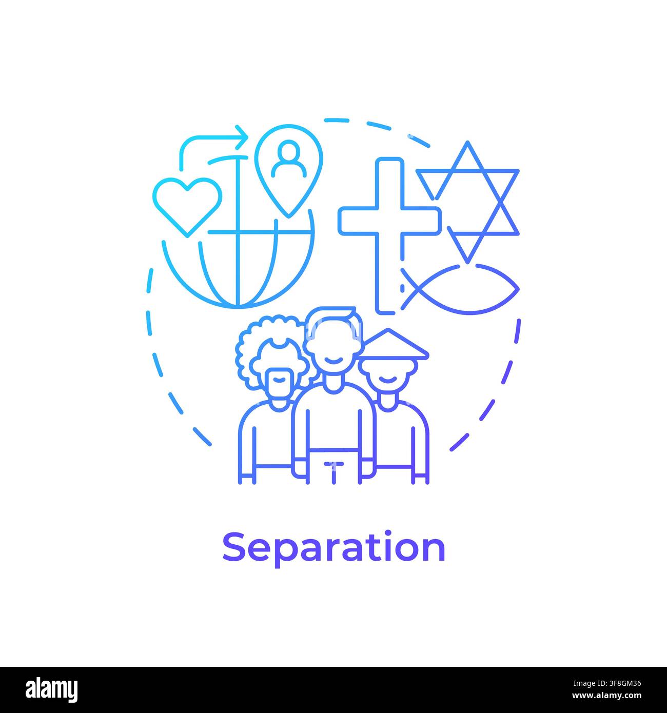 Separation blue gradient concept icon Stock Vector