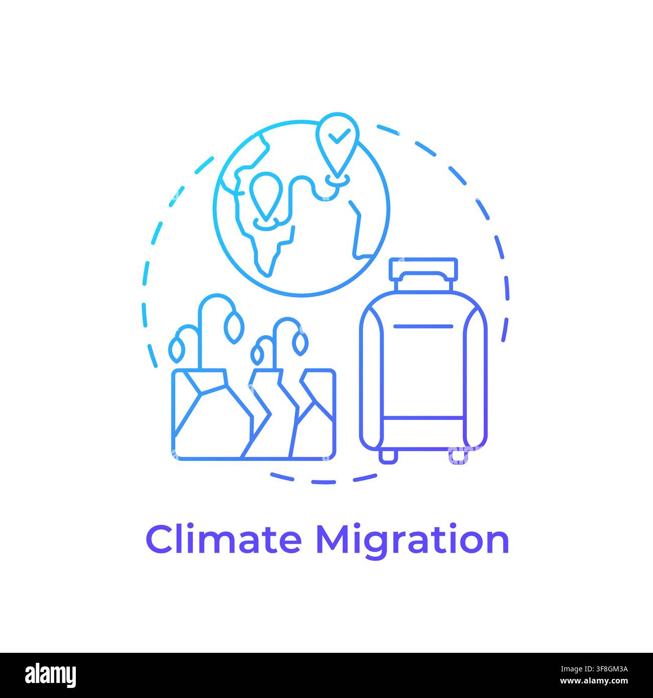 Climate migration blue gradient concept icon Stock Vector