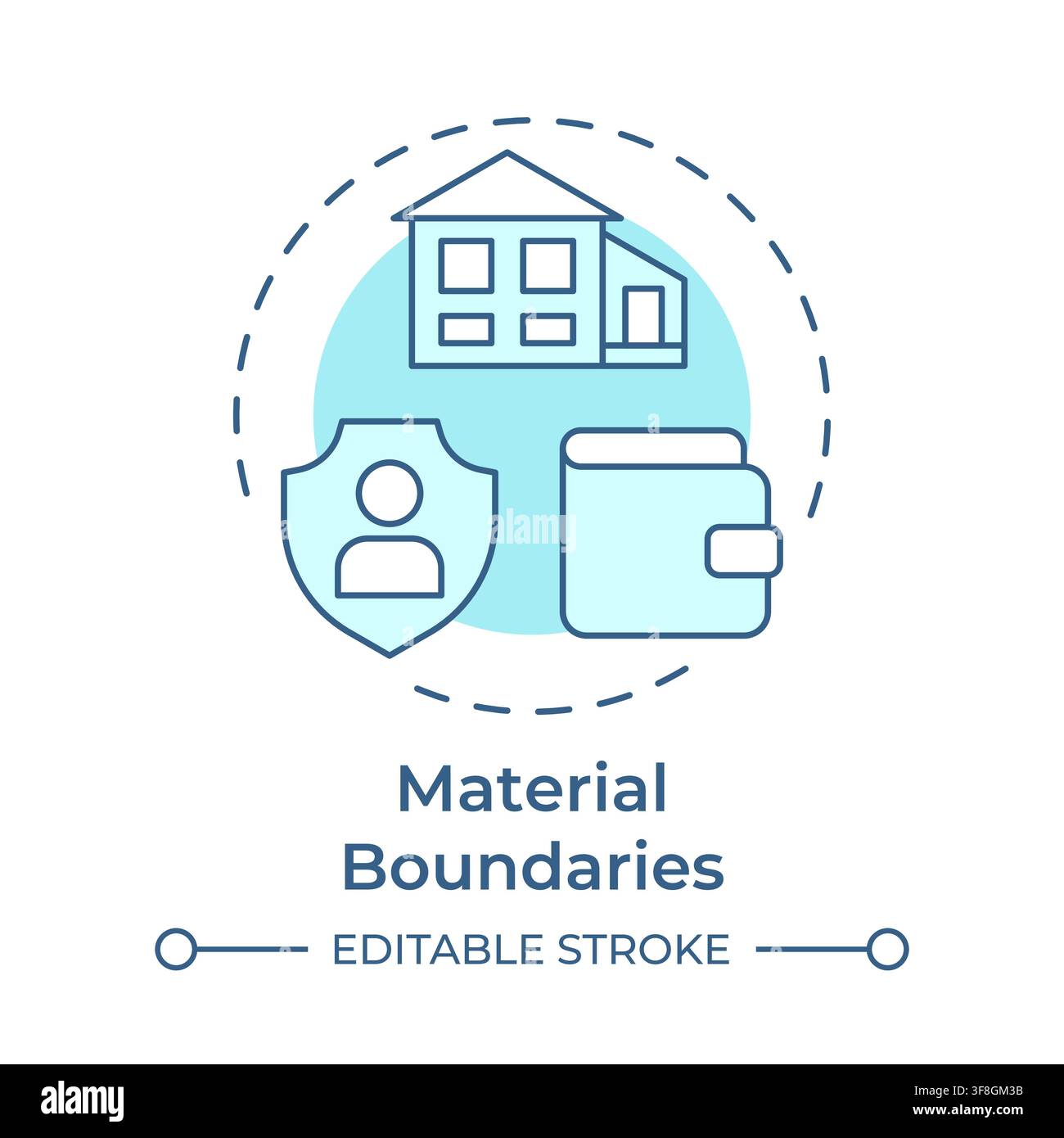 Material boundaries soft blue concept icon Stock Vector
