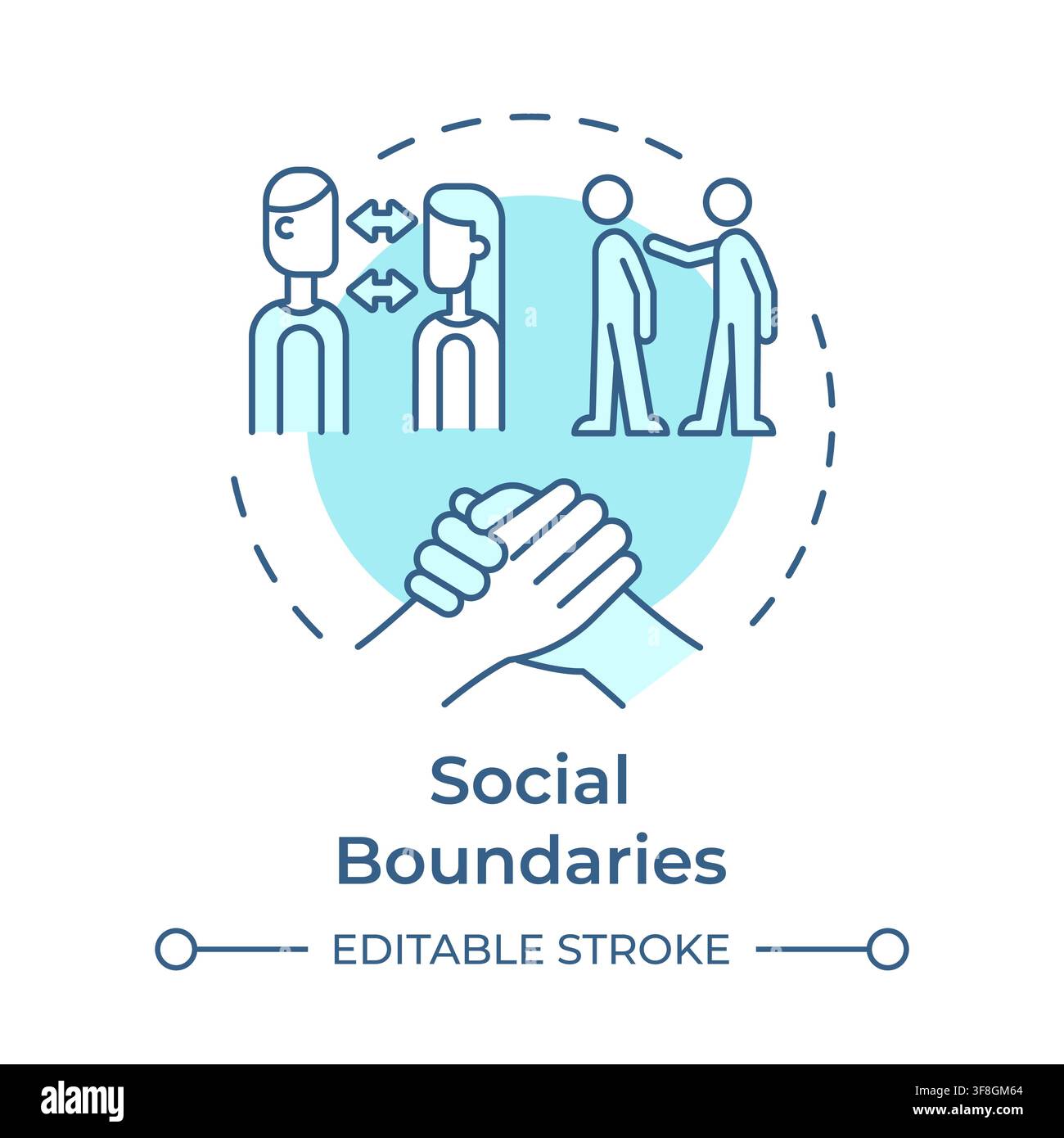 Social boundaries soft blue concept icon Stock Vector